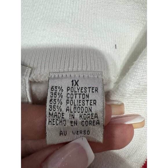 Vintage Christmas Dog Sweatshirt XL White Holiday Puppies Made in Korea - Picture 8 of 9